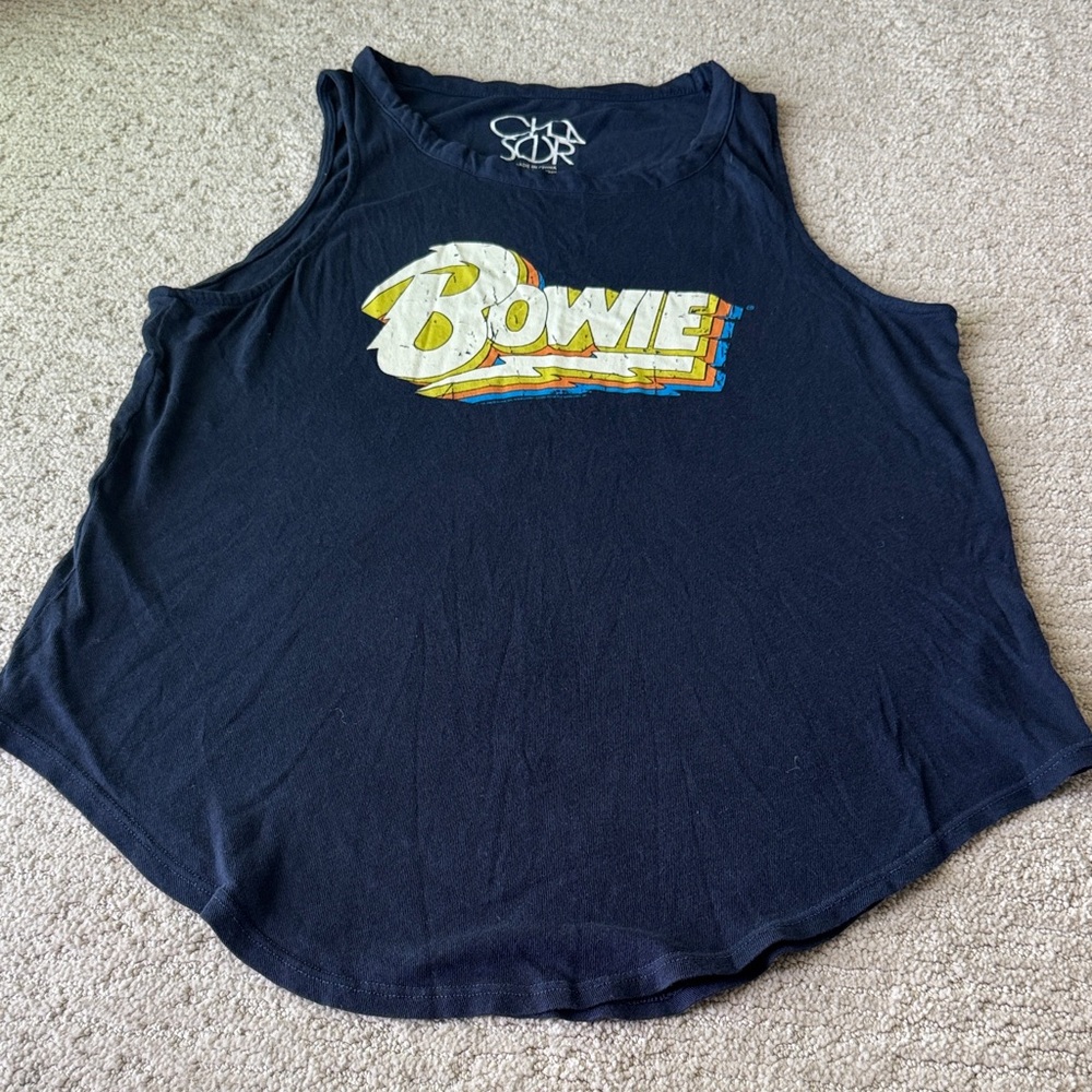 Chaser Women's Graphic Navy Muscle Tee size L